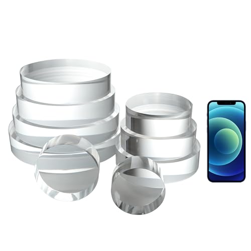CiaoHER 2in Thickness 9in Diameter Acrylic Disc Display Block Clear Polished Round Pedestal Stand Riser 9" x 2", 1 Pack