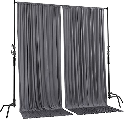 AK TRADING CO. 10 feet x 10 feet Charcoal IFR Polyester Backdrop Drapes Curtains Panels with Rod Pockets - Wedding Ceremony Party Home Window Decorations - color: Charcoal, size: 60"W x 120"L (Pack of 2)