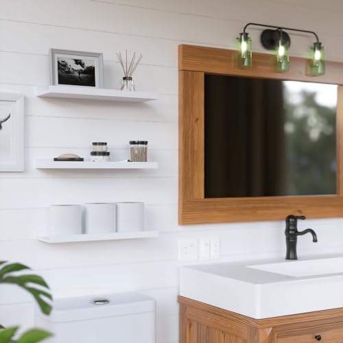 RICHER HOUSE 3 Set White Floating Shelves, 16 inches Wall Mounted White Shelves for Wall Decor, Picture Ledge Shelf with Lip for Storage Nursery, Bedroom, Living Room, Bathroom - White - color: White, size: 3pcs*15.75in