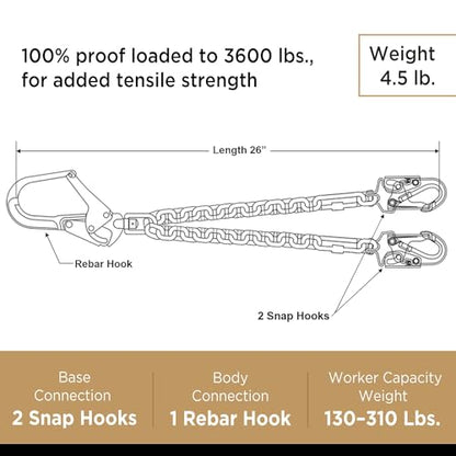 AFP Rebar Positioning Chain Assembly with Swivel Hook (Aluminum) - color: Aluminum