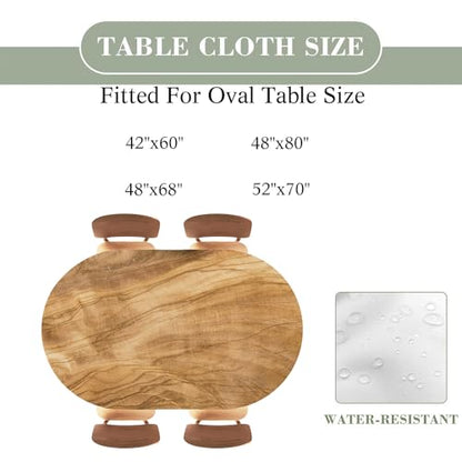 Flower Texture Background Oval Tablecover Fitted with Elastic, Water Proof, Easy to Clean，Picnic, Party,Terrace, Flowers, Fits 42"x60" Oval Tables, Style38 - color: Wood Texture -10, size: 42" x 60" (Oval)