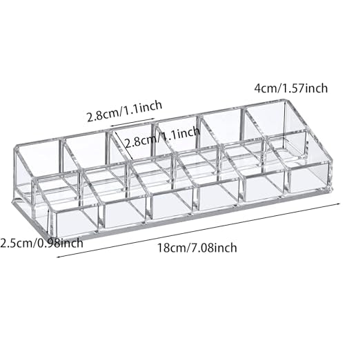 Clear Acrylic Lipstick Lip Gloss Organizer 12 Slots Comestic Display Holder for Nail Polish Essential Oil - size: 12 Spaces