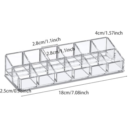 Clear Acrylic Lipstick Lip Gloss Organizer 12 Slots Comestic Display Holder for Nail Polish Essential Oil - size: 12 Spaces