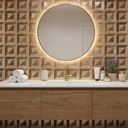 10-Sheets Stunning 3D Visuals Peel and Stick Backsplash Wall Tiles, PVC Mixed Metallic Look,Heat Resistant Stick on Tiles for Kitchen Wall, Bathroom, Laundry Room(Retro Brown + Light Gold) - color: Retro Brown + Light Gold