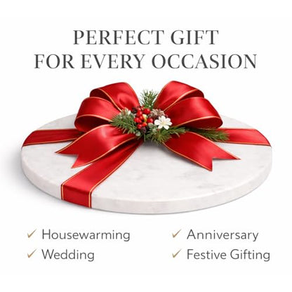 11-Inch Round Marble Cheese Board – Solid White Natural Stone Cutting Board & Charcuterie Serving Tray with Non-Slip Feet, 0.5” Thick, Easy to Clean. - color: White, size: 11"L x 11"W