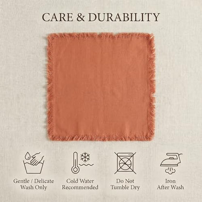 ACCENTHOME Rust Cotton Linen Napkin Set of 12 18x18 inch Dinner Napkins - Washable Soft Premium Hotel Quality Reusable Hemmed Edges Napkins Perfect Table Linens for Family Dinners, Weddings - color: 03 - Rust, size: 18"x18" - Pack of 12