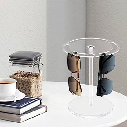 Acrylic Sunglasses Holder Stand with 360 Rotating, Eyeglasses Display Rack Clear Glass Tabletop Organizer - color: Clear