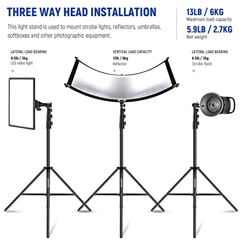 NEEWER 13ft/4m Air Cushioned Light Stand, Heavy Duty All Metal Photography Tripod Stand with 1/4” to 3/8” Reversible Spigot, 3 Way Mounting Interface & Metal Locking Knobs, Max Load 6.5lb/3kg - size: 400cm