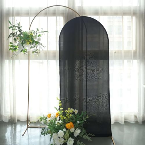 Efavormart 6ft Black Spandex Fitted Arch Slipcover, Snug Fit Round Top Backdrop Sleeve for Modern Galas and High-Contrast Photo Booths - color: Black, size: 6 FT