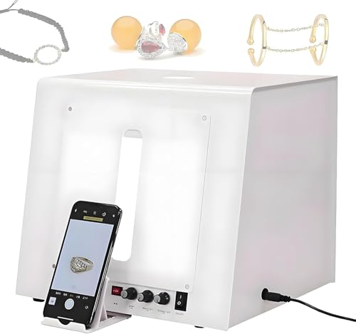 Jewelry Hanging Photography Kit, Photo Studio Light Box, Supports Suspended Or Flat-Lay Shooting, 360° Automatic Turntable, 4 LEDs Dimmable, Adjustable Color Temp 3000-5500k, Necklaces(TB30) - color: TB30