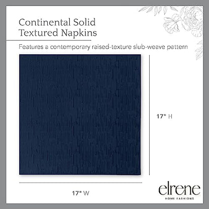 Elrene Home Fashions Continental Solid Texture Water and Stain Resistant Fabric Dining Napkins, Set of 4, 17"x17", Navy - color: Navy, size: 17" x 17" (Set of 4)