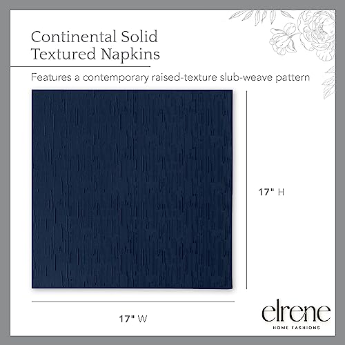 Elrene Home Fashions Continental Solid Texture Water and Stain Resistant Fabric Dining Napkins, Set of 4, 17"x17", Navy - color: Navy, size: 17" x 17" (Set of 4)