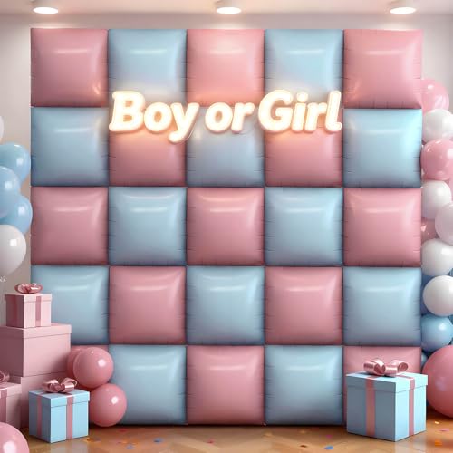 50Pcs Light Pink and Light Blue Square Foil Balloons Wall Backdrop, Double Sided Metallic Foil Balloons Tunnel Arch Garland Kit for Photo Booth Birthday Wedding Halloween Christmas Party Decorations - color: Light Pink and Light Blue, size: 50PCS