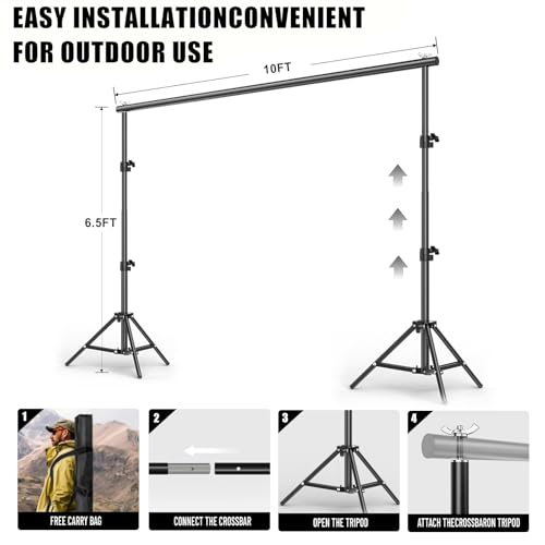 BEIYANG 6.5x10 FT Backdrop Stand, Adjustable Photo Background Stand Support kit with Carry Bag for Parties, Decoration, Wedding, Photo Video Studio Shooting - size: 6.5x10FT