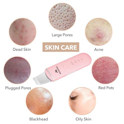 Skin Scrubber Face Skin Spatula Facial Scrubber Spatula Pore Cleaner with 4 Modes (Pink) - color: Pink