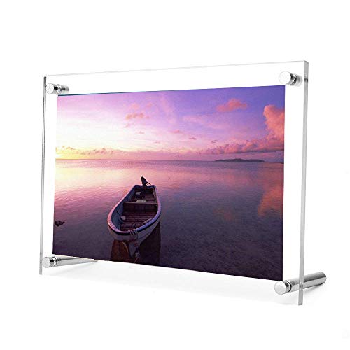 B&NN Acrylic Picture Frame Floating Look，3MM + 3MM Thickness Clear Photo Frame ，Desktop Frameless Display ，Self Standing (6x8) - size: 6" x 8"