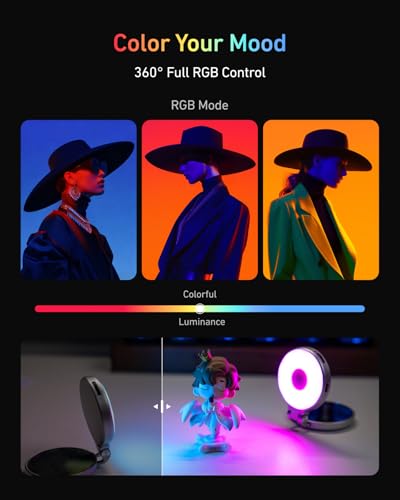 TELESIN Fun Shot Magnetic Phone Camera Grip + 4 in 1 Magnetic RGB Selfie Light Bundle Kit Compatible with iPhone Magsafe & Android, Creator Kit for Selfies/Photography/TikTok/Zoom Calls/Video - color: White Grip + RGB Light