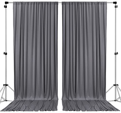 AK TRADING CO. 10 feet x 8 feet IFR Polyester Backdrop Drapes Curtains Panels with Rod Pockets - Wedding Ceremony Party Home Window Decorations - Charcoal - color: Charcoal, size: 10 ft x 8 ft