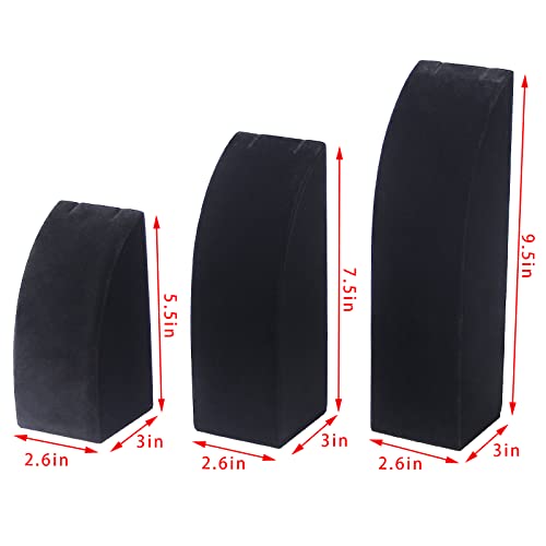 3Pcs/Set Necklace Holder Organizer Velvet Jewelry Display Stand For Selling Pandent Chain Necklace Rack for Show (Black Velvet) - color: Black Velvet