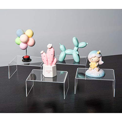 BYCY Clear Acrylic Riser lot of 10 for Jewels, Cupcakes, Tea Sets, Clear Cupcake Stand for Small Toys and Cosmetics (10P-2*3*4)