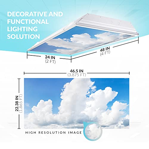 OCTO LIGHTS Fluorescent Light Covers Cloud Sky Panel for Ceiling Lights, Light Covers for Ceiling Lights Classroom 2x4 (22.38"x46.5") Backlit Film Insert for Fluorescent Light Fixtures (Pack of 1) - color: Majestic Cumulus, size: 1pk