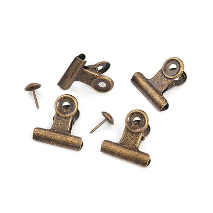 YUCHIYA 10 Pack Bulldog Clips with 10 Push-pins, Paper File Clips with Strong Spring, Large Metal Binder Clips, Seal Clamps for Coffee Tea Food Bags(Bronze,2inch) - color: Bronze, size: 2 inch