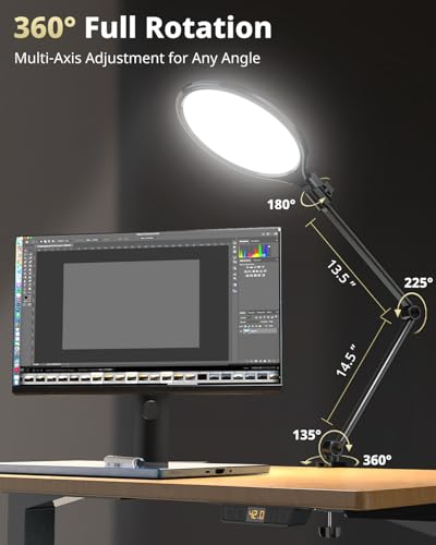UBeesize 10" Key Light for Streaming, Desk Ring Light with Adjustable Arm, Zoom Lighting for Home Office, Gaming, Podcast, Video Calls, and Recording - size: 10-in