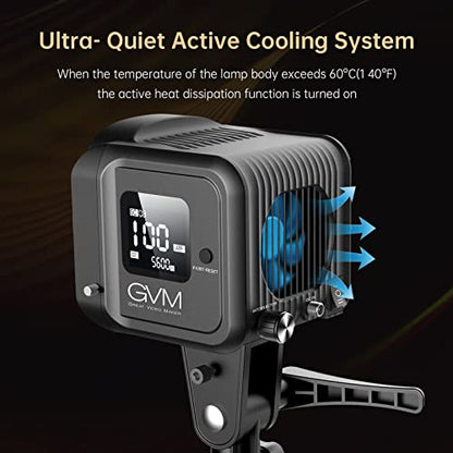 GVM Great Video Maker GVM 80W Bi-Color COB Video Light Kit, 2700K~7500K Continuous Lighting for Photography with Bowens Mount Softbox&Stand, 8 Effects Support AC Adapter & NP Battery - color: studio lights