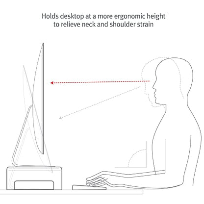 Twelve South Curve Riser Monitor Stand | Ergonomic Desktop Stand with Storage Shelf for iMac and Displays, Matte White