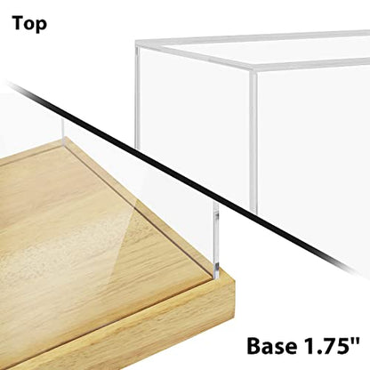 Clear Acrylic Display Case with Solid Wood Base for Trophy, Collectibles, Assemble Cube Display Box Stand Dust Proof Protection Showcase for Action Figures Toys - by BenchPro - size: 21" H x 24" L x 12" D, style: 1.75" Thick Wood