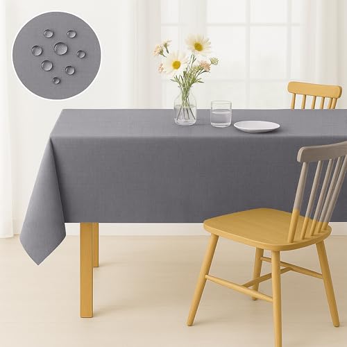 Tablecloths 60x102 Inches Textured Fabric,Natural Water Resistant Spill Proof Table Cloth Table Covers for Dining, Wedding and Parties，Grey - color: Grey, size: 60" x 102" (Rectangular)