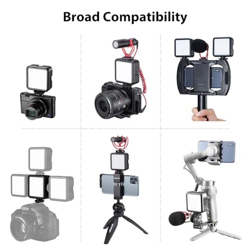 ULANZI VL49 2000mAh LED Video Light w 3 Cold Shoe, Rechargeable Soft Light Panel, Portable Photography Lighting for DJI OSMO Sony DSLR Canon Camera GoPro Vlogging - color: Black