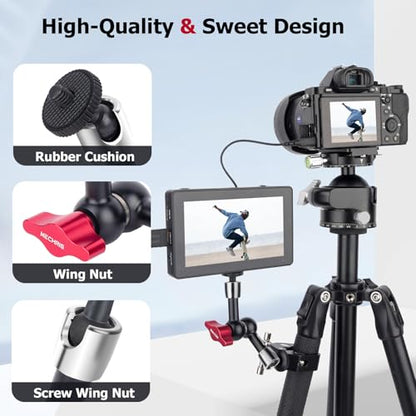 7" Cold Shoe Magic Arm with 360° Ball Joint & 1/4" Screw, Adjustable Stainless Steel Friction Arm for Camera Cage LED Light Microphone Monitor – DSLR Vlog Photography-87001 - size: 7" Magic Arm