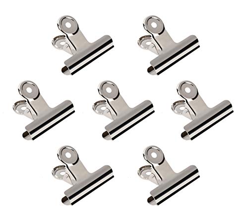 20 Pack 2 Inch Polished Steel Clips, Metal Bulldog Binder Clips, Large Hinge Paper Clips Clamps for Food Bags, Pictures Photos, Art Crafts, Home Office Supply (Silver) - color: Silver