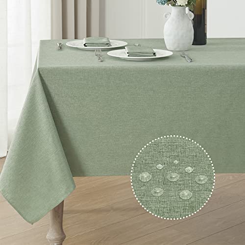 Veblandy Rectangle Tablecloth Waterproof Linen Textured Table Cloth Stain and Wrinkle Resistant Washable, Decorative Fabric Table Cover for Dining, Party and Camping (Sage Green, 52 * 70) - color: Sage Green, size: 70" x 52" (Rectangular)
