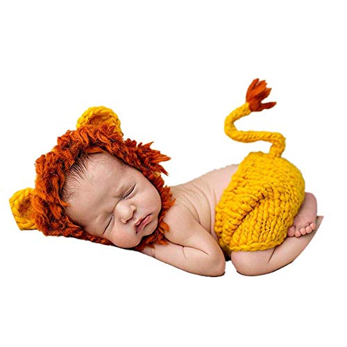 Matissa Newborn Baby Girl/Boy Crochet Knit Costume Photography Prop Hats Outfits - color: Baby Lion