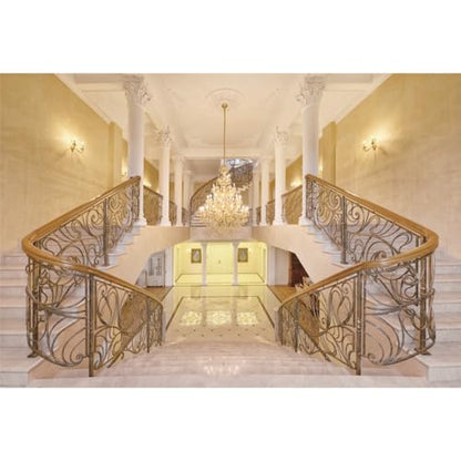 Leowefowa 5x3ft Castle Backdrop Luxurious Golden Palace Elegant Stair Droplight White Pillar Marble Floor Interior Wedding Vinyl Photography Background Kids Adults Photo Studio Props - size: 5x3ft