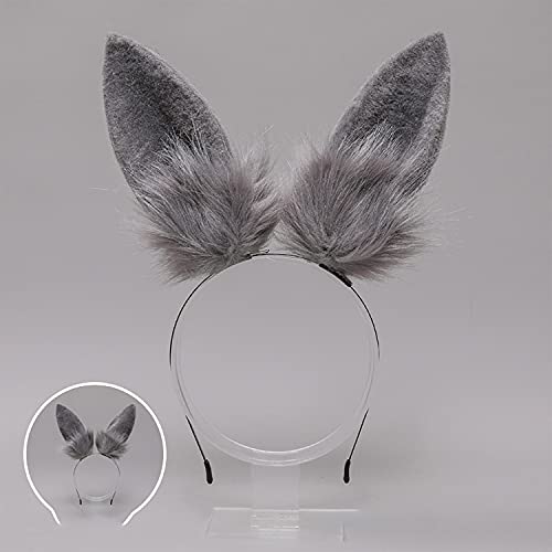 Faylay Bunny Ear Women Rabbit Ear Faux Fur Headband Cosplay Headwear - color: Rbte-gray