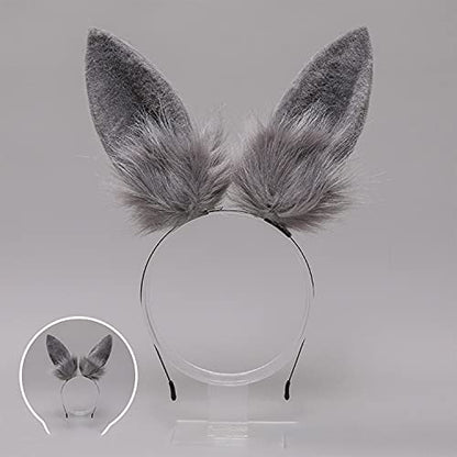 Faylay Bunny Ear Women Rabbit Ear Faux Fur Headband Cosplay Headwear - color: Rbte-gray