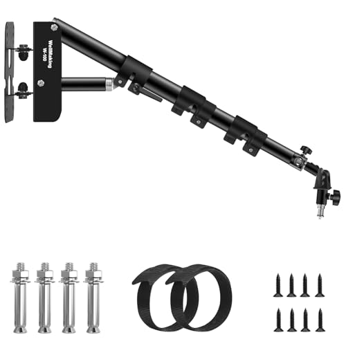 Wellmaking Wall Mount Triangle Boom Arm 39.37inch/100cm, Ring Light Mount Support 180°Flexible Rotation Comes with Tilt Swivel Mount for Studio Video Light, Monolight, Photography, Softbox, Reflector - size: 39.37inch/100cm