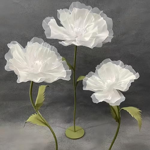 Large EVA Artificial Flowers, 5.3ft Giant Flowers for Decorations with Stand, Wedding Birthday Easter Party Mother's Day Home Decor Shop Window Display Photography Props, White - color: B White