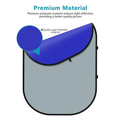 NEEWER Chromakey Backdrops, Double-Sided Blue and Grey Screen, 2 in 1 Foldable and Reversible Background for Photography, Gaming and Live Streaming, 5 x 6.6 inches/1.5 m x 2 m (Blue/Grey) - color: Blue/Gray