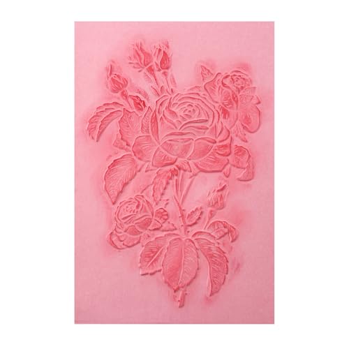 Briartw 3D Embossing Folder for Card Making,Rose Clear Plastic Texture Fades Embossing Folder Template for Scrapbooking and Other Paper Craft Album Stamps DIY Decoration - color: Rose
