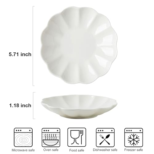 White Small Dessert Plates Set of 4,Ceramic Dinner Plates 6 Inch for Appetizer, Fruits, Cake, Salad,Microwave Safe,Christmas Gift - color: White-1