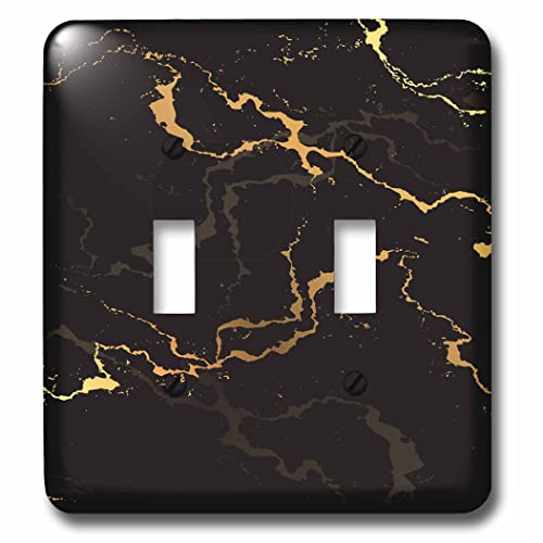 3dRose Image of black and yellow marble texture, faux stone backdrop double toggle switch - style: Double Toggle Switch
