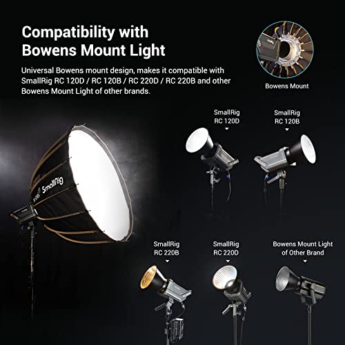 SMALLRIG Parabolic Softbox Quick Release, Parabolic Softbox, Compatible with SmallRig RC 120D/RC 120B/RC 220D/RC220B and Other Bowens Mount Light (33.5inch/85cm) - size: 85 cm - Deep