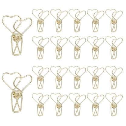PATIKIL 30Pcs Paper Office Binder Clip, 1.2" Small Metal Wire Hollow Out Paper Clamps Heart Design Long Tail Binder Clips for Photo Clothes Hanging Office Home Food Package, Gold - color: Gold