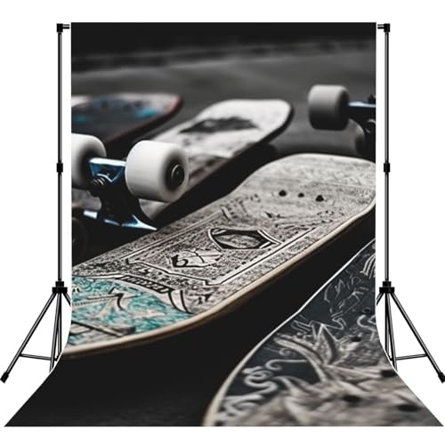 Skate Boards Backdrop Background for Photography 5x7ft Photobooth Professional Photo Backdrop Curtains Video Photography Studio Photo Backgrounds Banner Booth Background Screen Parties - color: Skate Boards