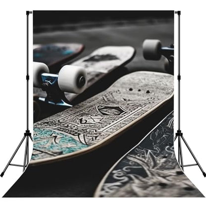 Skate Boards Backdrop Background for Photography 5x7ft Photobooth Professional Photo Backdrop Curtains Video Photography Studio Photo Backgrounds Banner Booth Background Screen Parties - color: Skate Boards