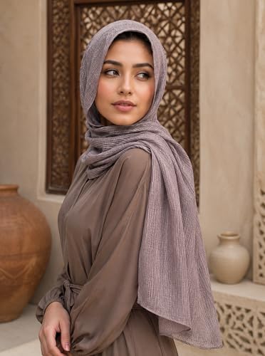Lightweight Cotton Linen Feel Scarf Shawl Wrap Hijab for Women, Travel Fall Winter Gift - color: Mcspz2530-5#mocha